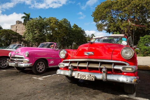 US classic cars from the 1950s can be rented for tourist city tours