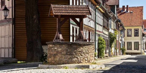 Alley with half-timbered houses