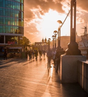 Pedestrians on the More London Riverside