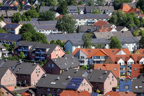 Multi-family houses with solar roofs