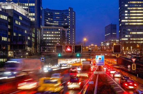 Traffic jam at the Ruhrschnellweg Tunnel on the A40 motorway