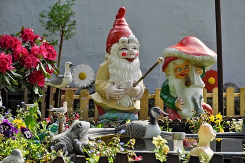 Garden gnome as angler