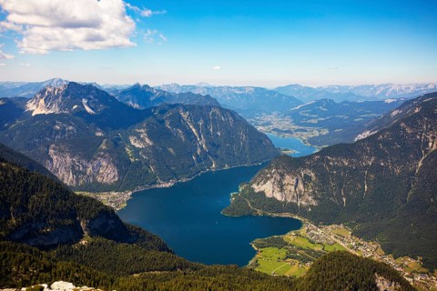 View from the Krippenstein to the Hallstaettersee Obertraun and Hallstatt