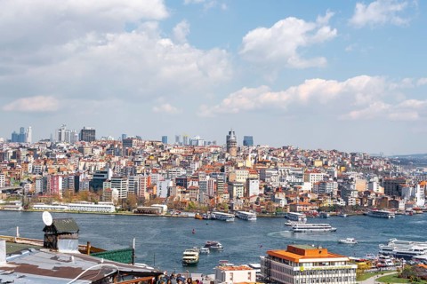View from Sueleymaniye Mosque over the city with Galata Tower