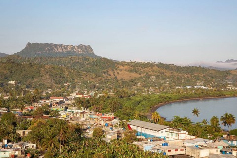 View of the outskirts of Baracoa and the El Yunque mountain