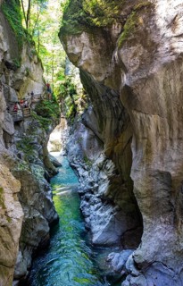 Climbing facility in the dark gorge
