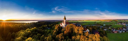 Aerial view at sunrise