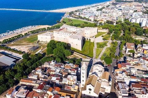 Aerial view of Castello Svevo and Cathedral Basilica of Saint Mary 'Maggiore'