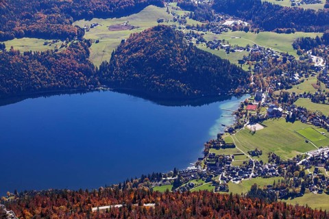 View from Loser to the Altausseersee and Altaussee