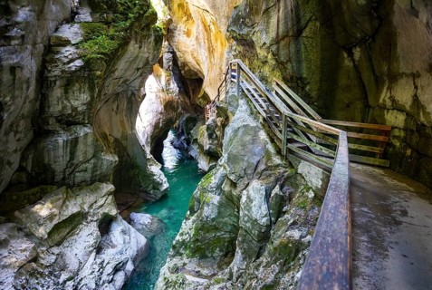 Climbing facility in the dark gorge