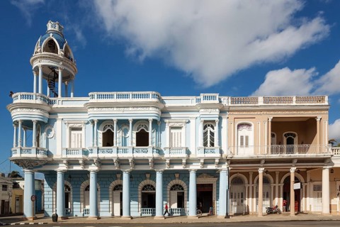 Porticoed Neoclassical buildings at the Parque Jose Marti