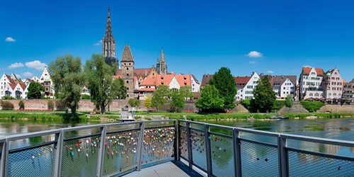 Panorama over the Danube to Ulm with Ulm Minster and Butcher's Tower