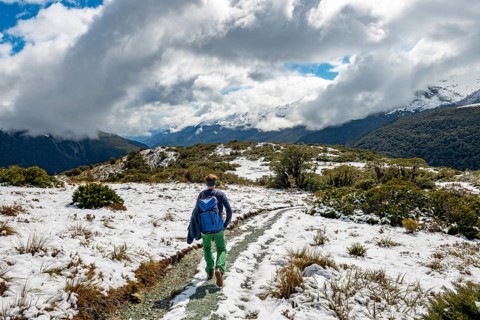 Hiker on trail to Key Summit