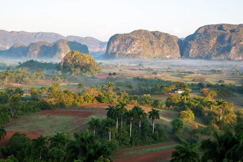 The Vinales valley with its rocky hills