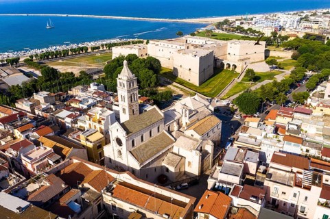 Aerial view of Castello Svevo and Cathedral Basilica of Saint Mary 'Maggiore'
