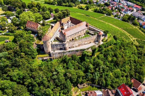 Aerial view of Stettenfels Castle