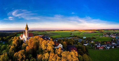 Aerial view at sunrise