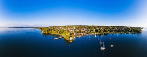 Panorama of Tutzing on Lake Starnberg with Brahms Pavilion