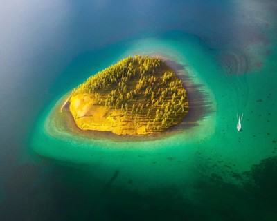 Island in Khuvsgul Lake. Khuvsgul province