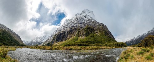 Valley with snow-capped mountains
