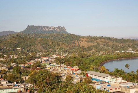 View of the outskirts of Baracoa and the El Yunque mountain