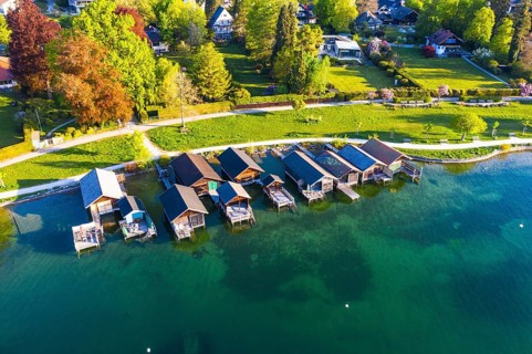 Boathouses and Brahmspromenade at the Starnberger See