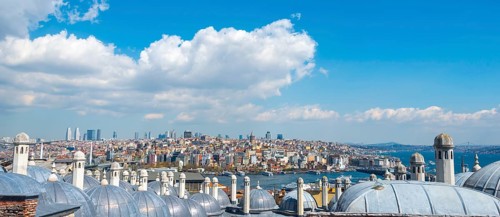 View from Sueleymaniye Mosque over the city with Galata Tower
