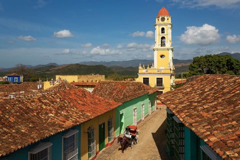 The bell tower of the Museo de la Lucha Contra Bandidos in the colonial old town