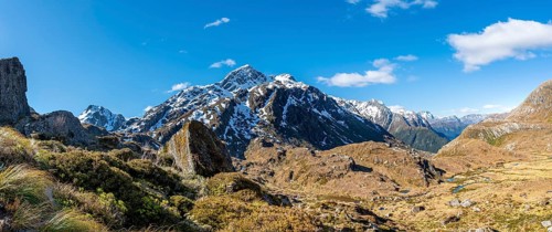 View of surrounding peaks with Mount Xenicus below Lake Harris