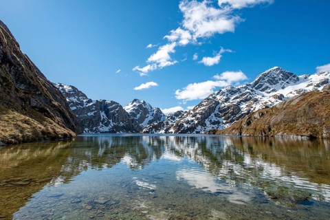 Mountains reflected in lake