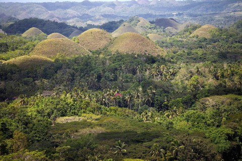 Chocolate Hills with residential house