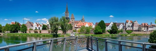 Panorama over the Danube to Ulm with Ulm Minster and Butcher's Tower