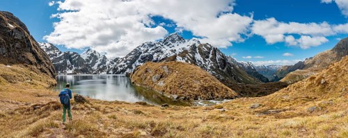 Hiker at Lake Harris