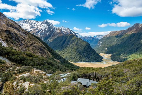 View of the Routeburn Flats with Routeburn Falls hat