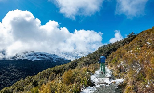 Hiker on trail to Key Summit