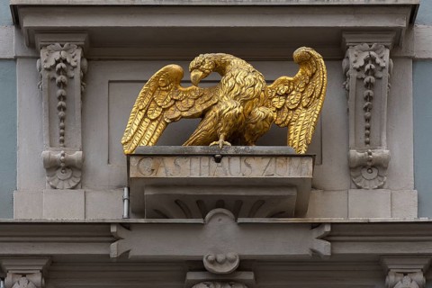 Gilded eagle figure at the Gasthaus zum Goldener Adler