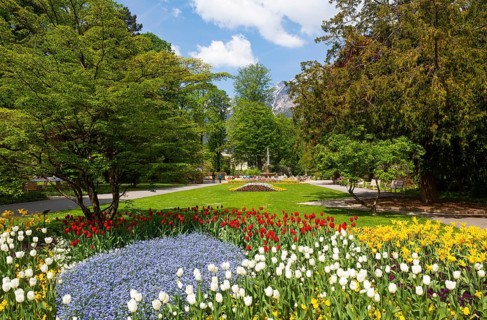 Alps Solespringbrunnen in the spa gardens Bad Reichenhall