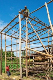 Building a barn for drying tobacco leaves