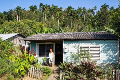 Modest rural dwelling in the lush countryside around Baracoa