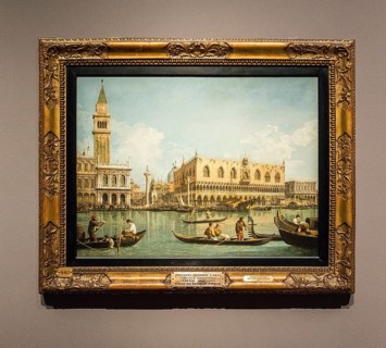 Veduta with gondolas in front of San Marco in Venice