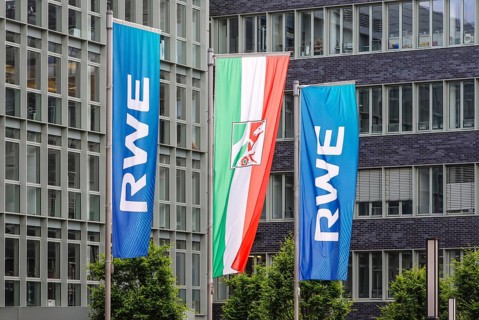 Flags in front of RWE headquarters