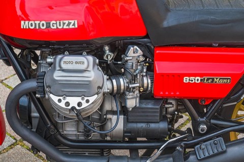 Engine of the Moto Guzzi 850 Le Mans. Munich