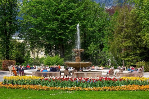 Alps Solespringbrunnen in the spa gardens Bad Reichenhall
