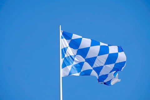 Bavarian flag waving in the wind