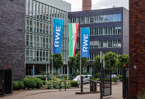 Flags in front of RWE headquarters