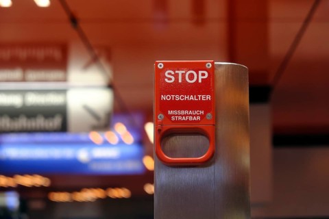 Emergency switch on the escalator
