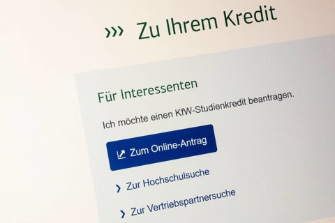Online application for a KfW student loan