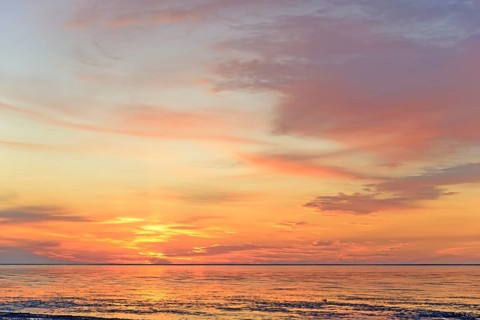 Sunset at the Wadden Sea at low tide