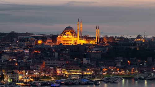 City view at dusk