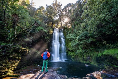 Hiker at McLean Waterfall